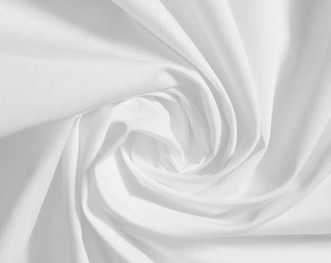 WHITE 60" Poly Cotton Broadcloth, Fabric by the Yard