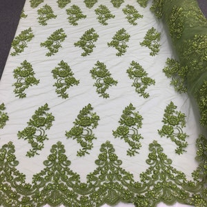 Olive Green Floral Fabric -  Singapore