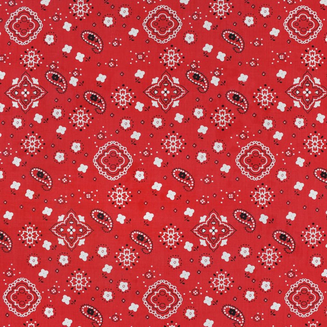 Red Bandana Print Fabric Cotton/polyester Sold by the Yard Etsy