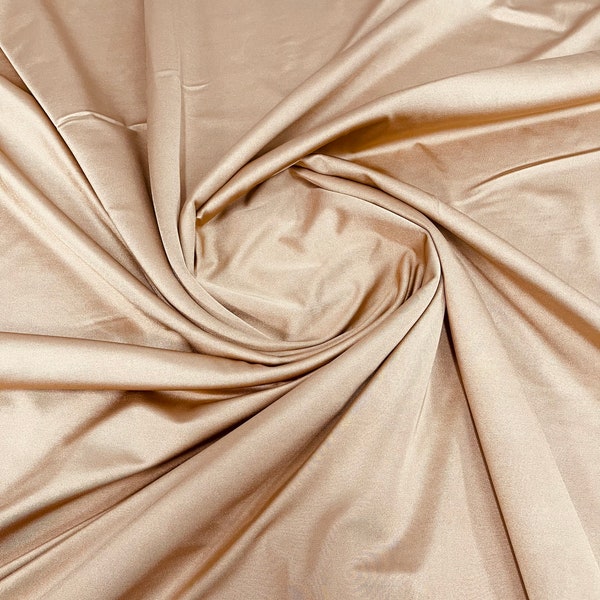 Rose Gold Shiny Milliskin Nylon Spandex Fabric 4 Way Stretch Prom-Gown-Dress, 58" Wide Sold by The Yard (Pick a Size)