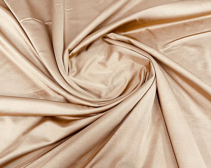 Rose Gold Shiny Milliskin Nylon Spandex Fabric 4 Way Stretch Prom-Gown-Dress, 58" Wide Sold by The Yard (Pick a Size)