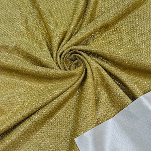 Gold Shimmer Stretch Fabric: Luxury Sparkle Polyester Spandex, 58-60&quot; Wide