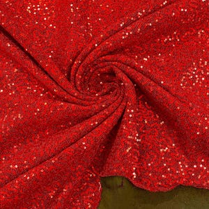Red 4 Way Stretch Lurex Fabric By Yard, Shiny Sequins Lurex Fabric, Shimmer Lurex Fabric, Lurex Sequin Fabric, Metallic Lurex Spandex