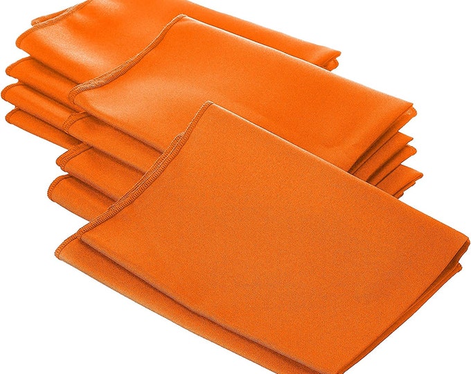 Orange Polyester Poly Poplin Napkin 18 by 18-Inch, Napkins Ideal for Parties, Weddings and Dinners