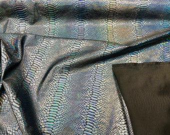 Black Snake Iridescent Foil Spandex Fabric: 4-Way Stretch