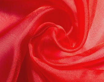 Red Sparkle Crystal Organza Fabric: Sheer Shiny Material, 60" Wide