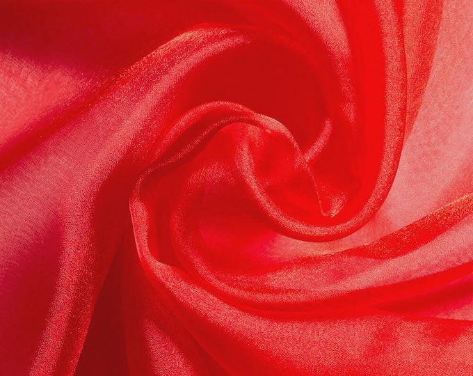 Red Sparkle Crystal Organza Fabric: Sheer Shiny Material, 60" Wide
