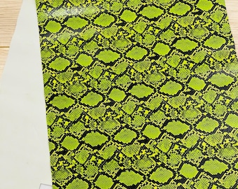 Vernon Green Python Snake Embossed Vinyl: Faux Leather Upholstery Fabric