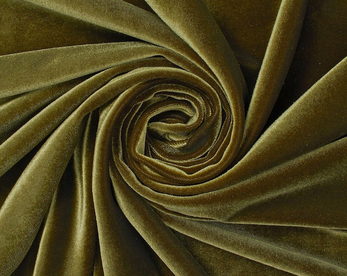 Olive Green Stretch Velvet Fabric: 60" Wide, Apparel, Costume Mia Fabrics