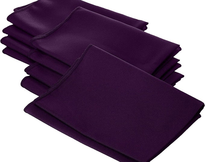Eggplant Polyester Poly Poplin Napkin 18 by 18-Inch, Napkins Ideal for Parties, Weddings and Dinners