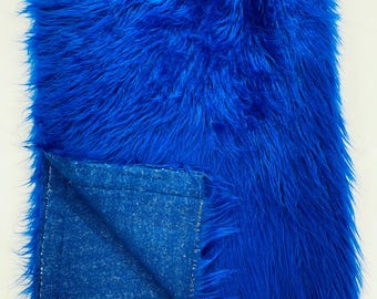 Royal Blue Shaggy Faux Fur Fabric: Luxury Long Pile, 60" Wide