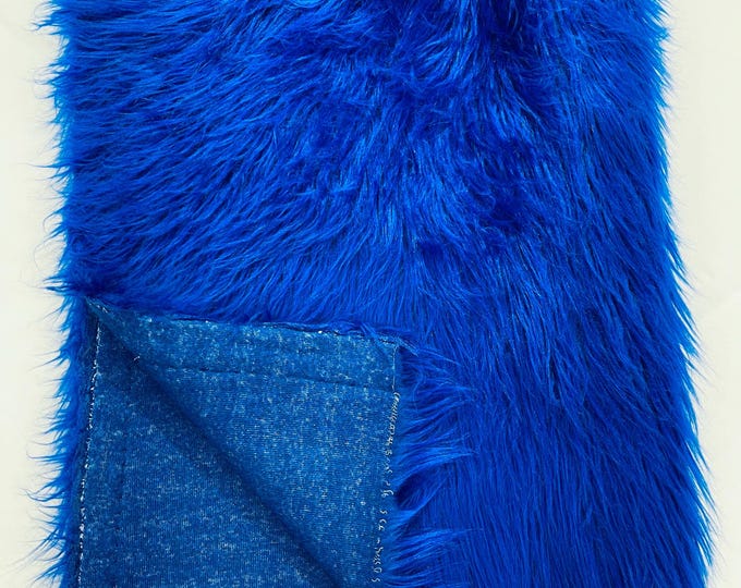 Royal Blue Shaggy Faux Fur Fabric By Yard, Long Pile Luxury Shaggy Craft, Costume, Apparel, Decoration, Cosplay, Sewing Decoration 60" Wide