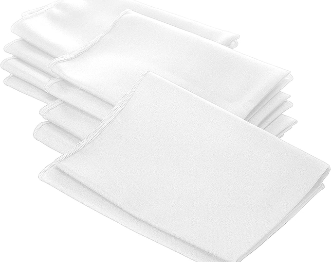 White Polyester Poly Poplin Napkin 18 by 18-Inch, Napkins Ideal for Parties, Weddings and Dinners