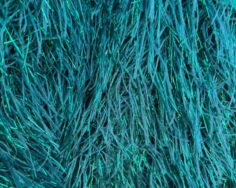 Metallic Hunter Green Eyelash Design By The Yard, eyelash fabric, Feathers Sewing Fringe ( Choose The Size )