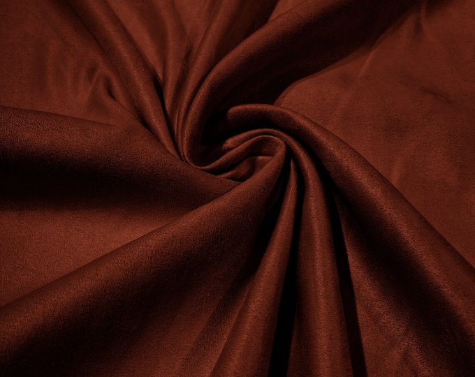 58" Faux Micro Suede Fabric - Rust - Polyester Micro Suede Fabric for Upholstery / Crafts / Costume Sold By The Yard