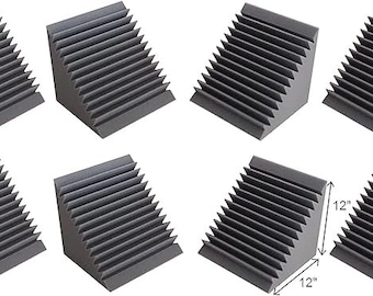 Corner Bass Trap/Absorber - 12" x 12" x 12" Acoustic Sound Foam Kit - SoundProofing and Deadening - Made in the USA!