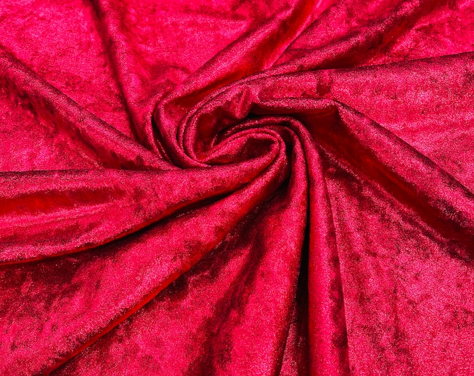 Red Foiled Stretch Velvet By The Yard | Velvet Fabric | Foiled Velvet 4Way Stretch 60'' Wide, Sewing, Apparel, Mia Fabrics Inch