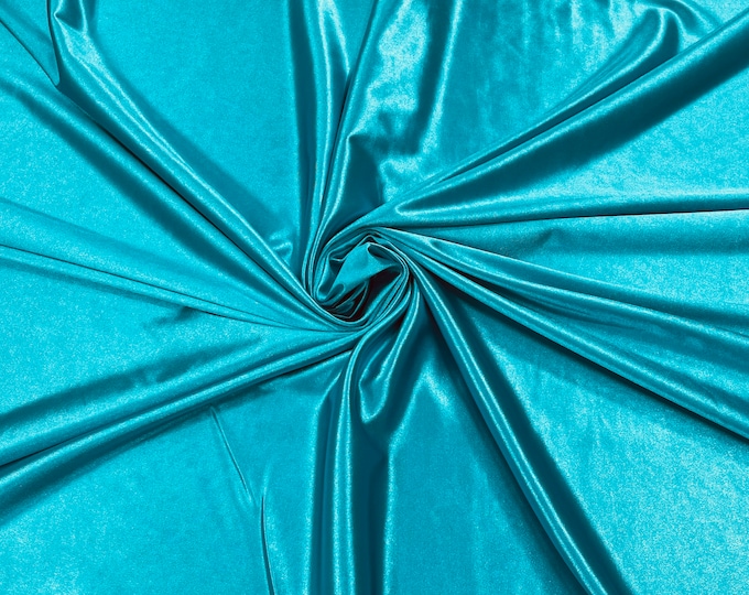 Spandex Luxury Fabric - Turquoise - Shiny Polyester Spandex Stretch Fabric Sold By The Yard - 20% Spandex (Pick a Size)