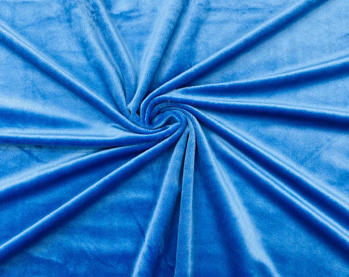 Royal Blue Minky Fabric By The Yard, Ultra Soft Fabric, 3.mm Pile, 2 Way Stretch Minky Fabric, 60” Wide Used for Blanket