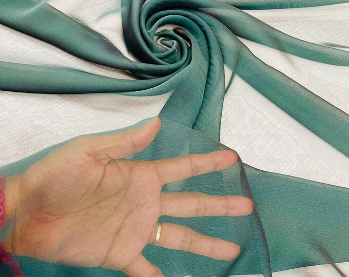 Hunter Green Polyester Two-Tone Chiffon Fabric by the Yard, Bridal Chiffon Fabric, Two-Tone Chiffon Fabric | Chiffon Two Tone Sheer Fabric