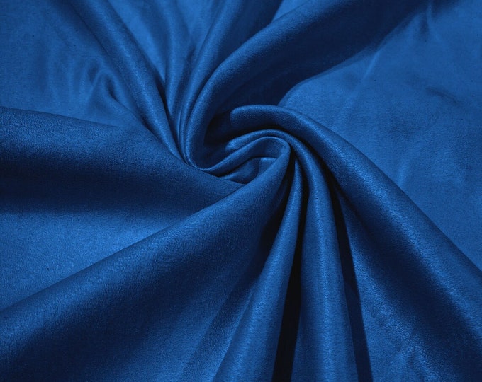 58" Faux Micro Suede Fabric - Royal Blue - Polyester Micro Suede Fabric for Upholstery / Crafts / Costume Sold By The Yard