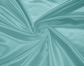 Aqua Bridal Satin Fabric: Shiny Polyester Charmeuse, 60" Wide - By The Yard