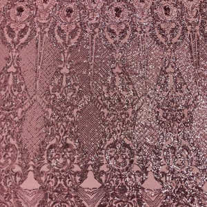 Rose Gold Sequin Fabric 58 Wide by the Yard, Blush 2 Way Stretch