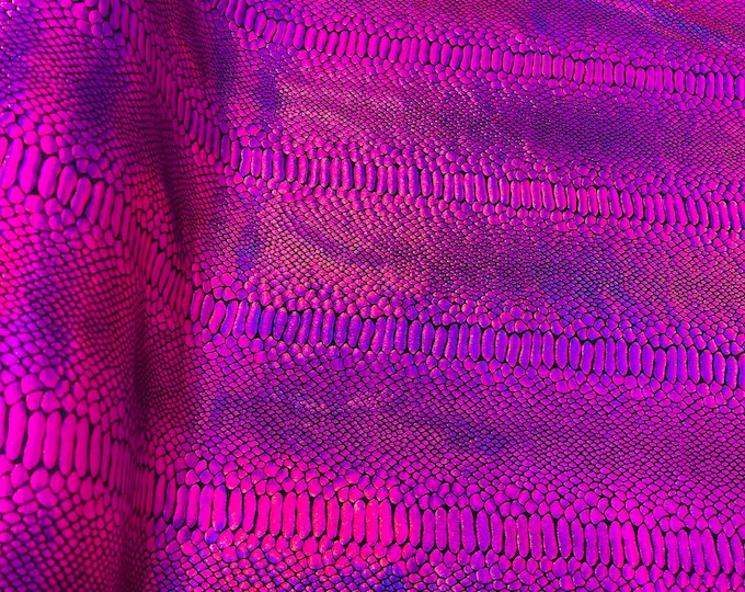 Black/Fuchsia Snake Design Metallic Nylon Spandex With Iridescent Foil 4-Way Stretch 58/60 Spandex Fabric By The yard, (Choose The Size)