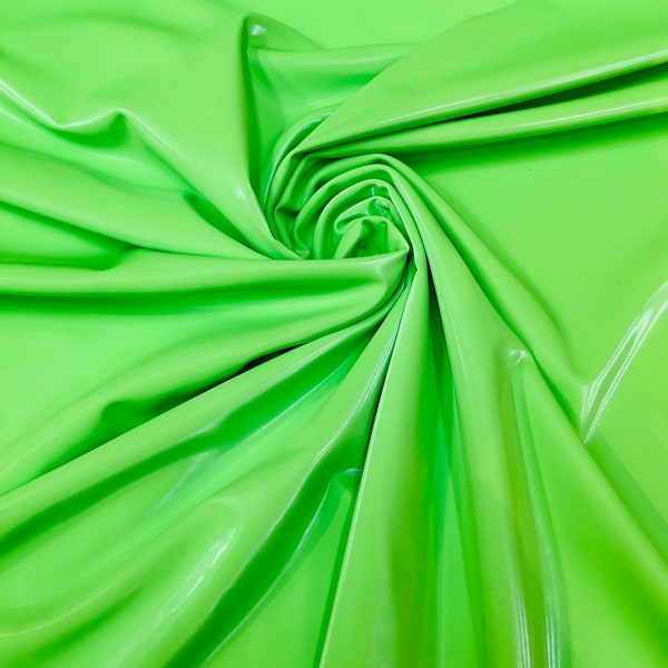Lime Green | Latex Shiny Vinyl 4 Way Stretch | Milliskin Vinyl Spandex Fabric | Prom-Gown-Dress, 58" Wide Sold by The Yard (Pick a Size)