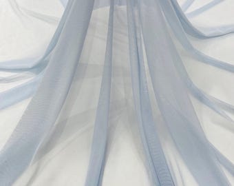 Light Blue Power Mesh Fabric, 4-Way Stretch, 60" Wide, By The Yard
