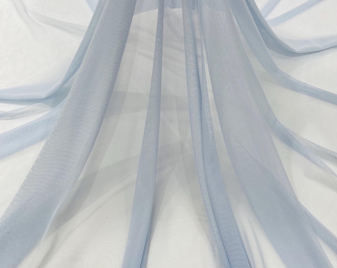Light Blue Power Mesh Fabric, 4-Way Stretch, 60" Wide, By The Yard