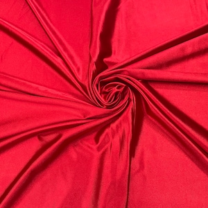 Spandex Luxury Fabric - Red - Shiny Polyester Spandex Stretch Fabric Sold By The Yard - 20% Spandex (Pick a Size)