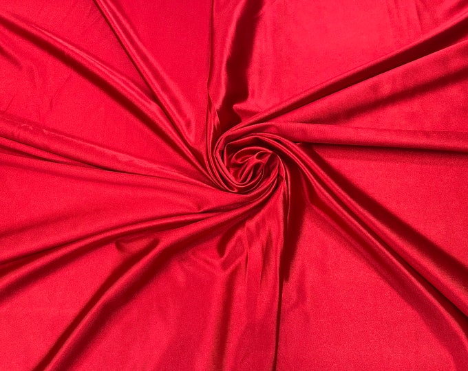 Spandex Luxury Fabric - Red - Shiny Polyester Spandex Stretch Fabric Sold By The Yard - 20% Spandex (Pick a Size)
