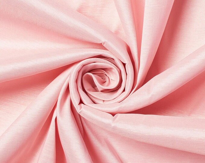 Blush Pink Taffeta Stretch Fabric 2-Way Stretch, Spandex Polyester 58" Wide Sold by The Yard