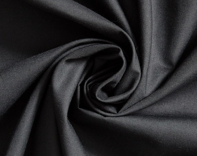 BLACK 60" Poly Cotton Broadcloth, Fabric by the Yard