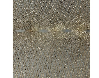 Gold Sequins Fabric  - Black Mesh 2Way Stretch Geometric Diamond Design on Mesh Fabric for Prom Gala Gown By The Yard