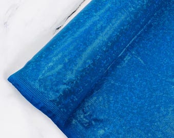 Turquoise Hologram Shattered Glass Nylon Spandex Fabric - Swimwear Costume