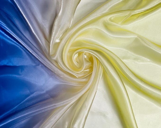 Ombre Pattern Satin Organza Fabric Sold by the Yard, Ombre Satin Organza Fabric - 58" Wide - Transparent Satin Organza Fabric