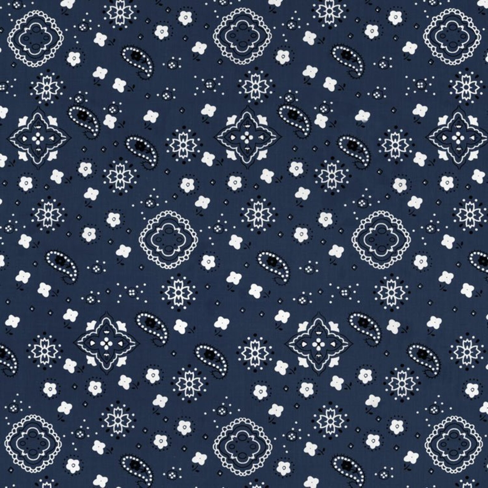 Navy Blue Bandana Print Fabric Cotton/polyester Sold by the Yard Etsy