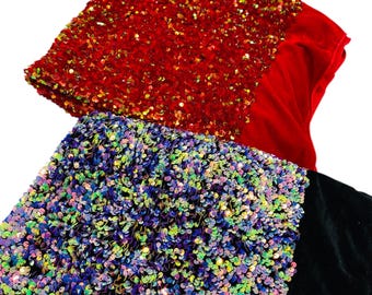 Iridescent Sequin Fabric: Stretch Velvet (58/60" Wide) By The Yard