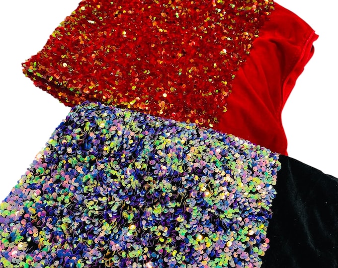 Iridescent Sequin Fabric: Stretch Velvet (58/60" Wide) By The Yard