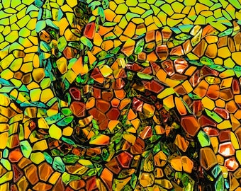 Orange Iridescent Sequins on Black Stretch Velvet Fabric - 58/60"