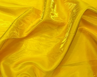 Yellow Liquid Crystal Satin Fabric: Ultra Glossy Bridal Satin By The Yard