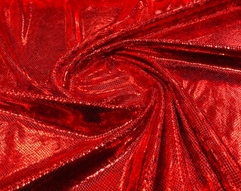 Red Snake Skin Stretch Velvet Spandex Fabric - 58"/60" Sold By The Yard