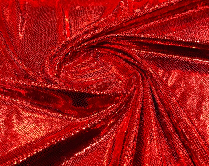 Red Snake Skin On Stretch Velvet - Sold By The Yard - 58"/60" Snake Velvet Spandex Fabric