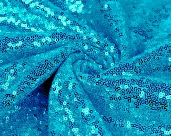 Turquoise Sequin Fabric: Mini Glitz Sequins, By The Yard