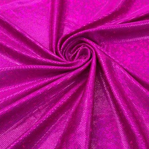 Hot Pink Hologram Broken Glass 4 Way Stretch By The Yard, Nylon Spandex Shattered Glass Style, Shatter Glass Metallic Foil Swimwear Costume