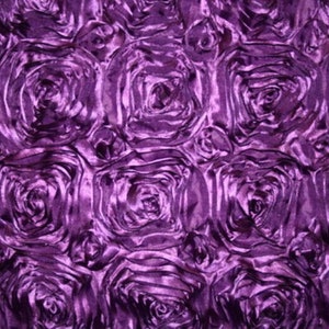 Purple Rosette Fabric 3D Rosette Satin, Floral Satin ( Choose The Size )