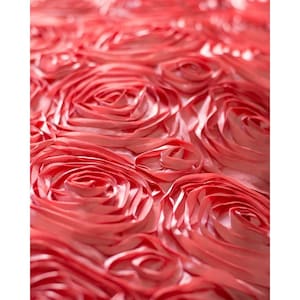 Coral Rosette Fabric 3D Rosette Satin, Floral Satin ( Choose The Size )