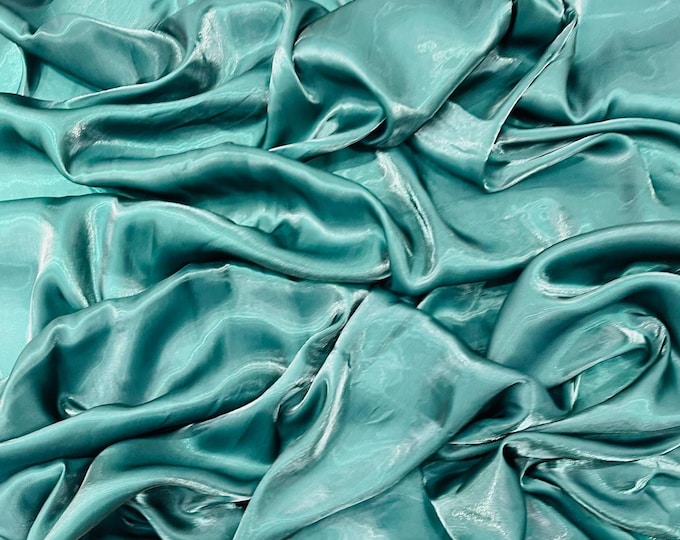 Hunter Green Ultra Glossy Shimmer Chiffon Fabric, Bridal Liquid Crystal, 100% Polyester By The Yard